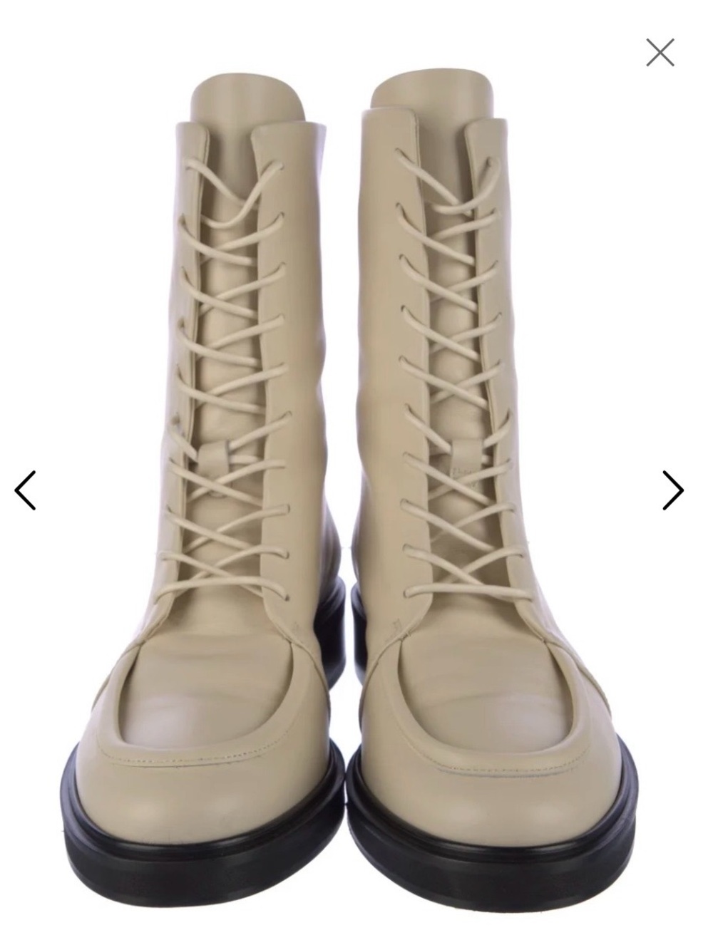 Aeyde Max Combat Boot. Cream Leather Lace-Up in Women's EU40 (aka a US9) - NIB. - Picture 4 of 8